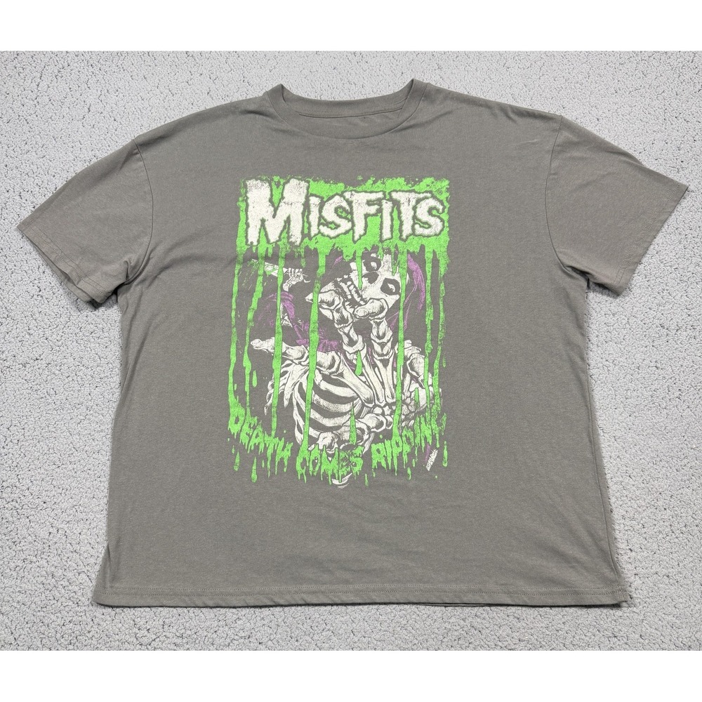Misfits Shirt Mens Large Gray Death Comes Ripping Graphic‎ Band Tee Tagless Punk